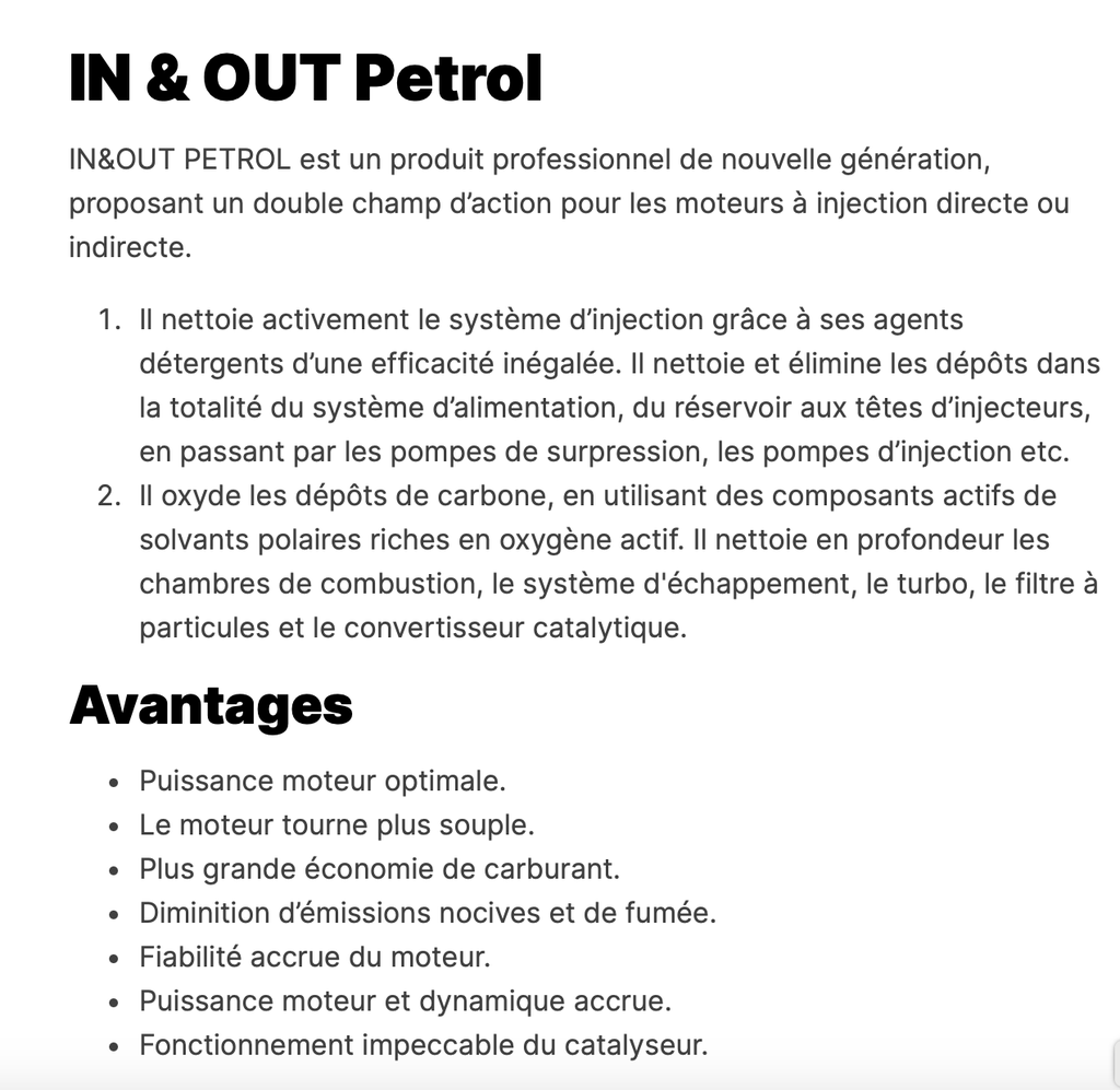 Fuel additive Xenum 3376001 IN&OUT Petrol 1L