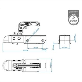 [GG TRL TH02] MAIN DE REMORQUE CARRÉ750Kg 60mm  GG TRL TH02