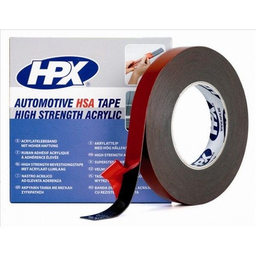[HSA005] RUBAN DE MONTAGE HSA DOUBLE FACE HPX - ANTHRACITE 19MMX10M (1PC) HSA005